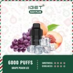 IGET-Bar-Plus-Pod-Only-6000-Puffs-Grape-Peach-lce02jpg - VapingOZ